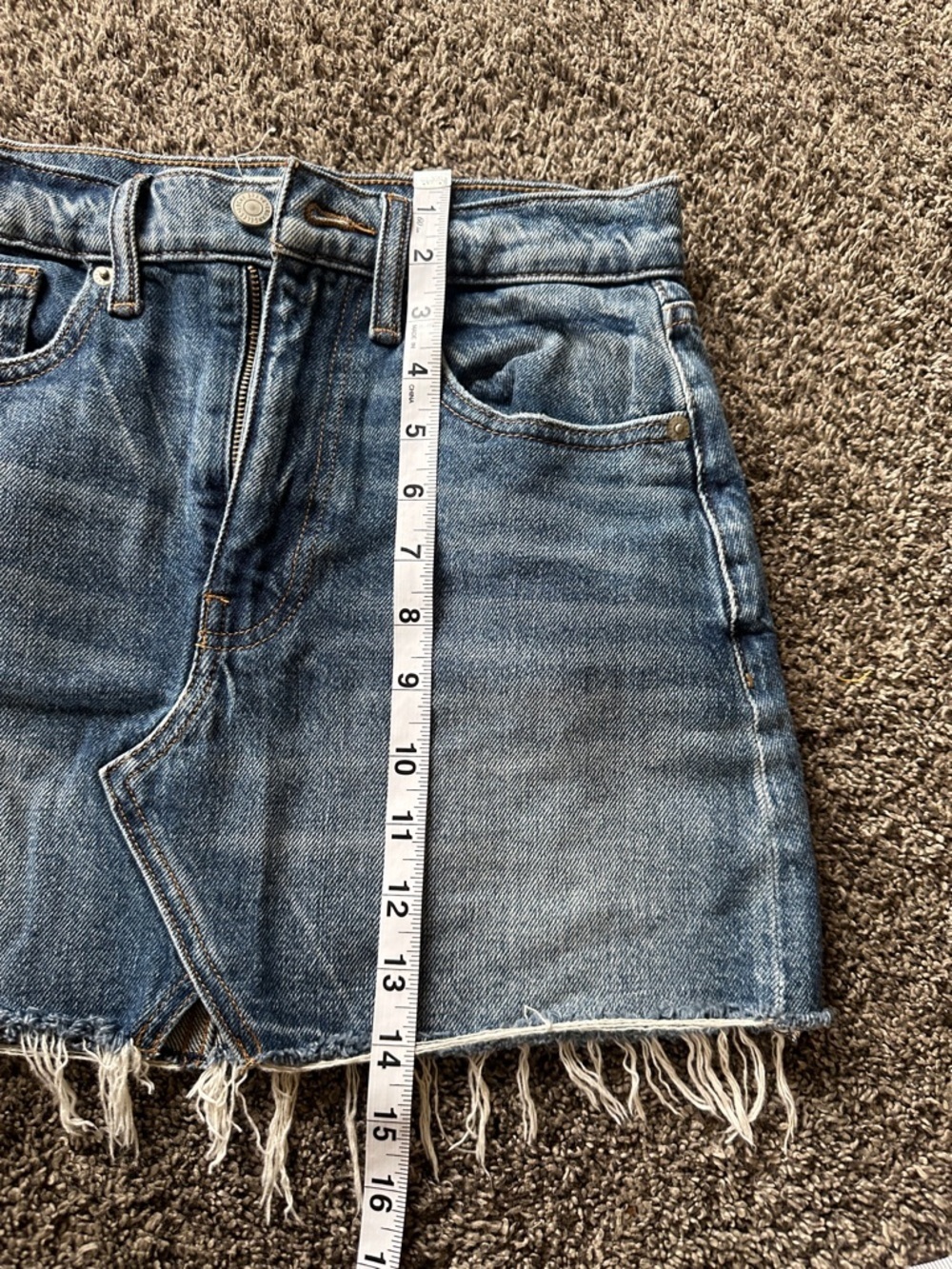 Lucky Brand Denim Frayed Hem Mini Skirt Size 24 Denim Blue Los Angeles Summer - Picture 6 of 7